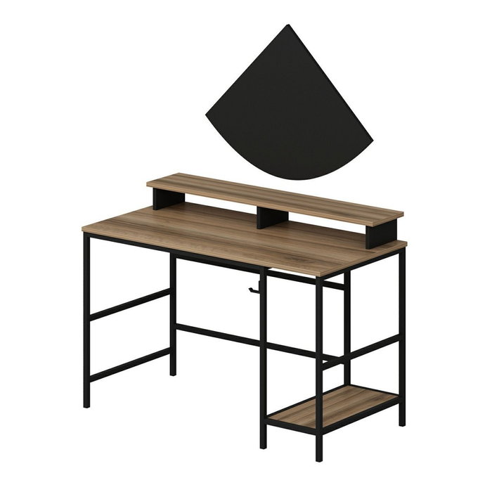 Hanah Home Greta L Mesa de Estudio Dore, Black - Elegante y Funcional Escritorio con Estantes, 120x74x60 cm