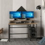 Hanah Home Greta L Mesa de Estudio Dore, Black - Elegante y Funcional Escritorio con Estantes, 120x74x60 cm