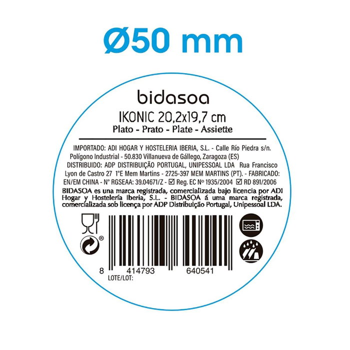 Plato Llano Cerámico Ikonic Bidasoa 20,2x19,7x1,3 cm