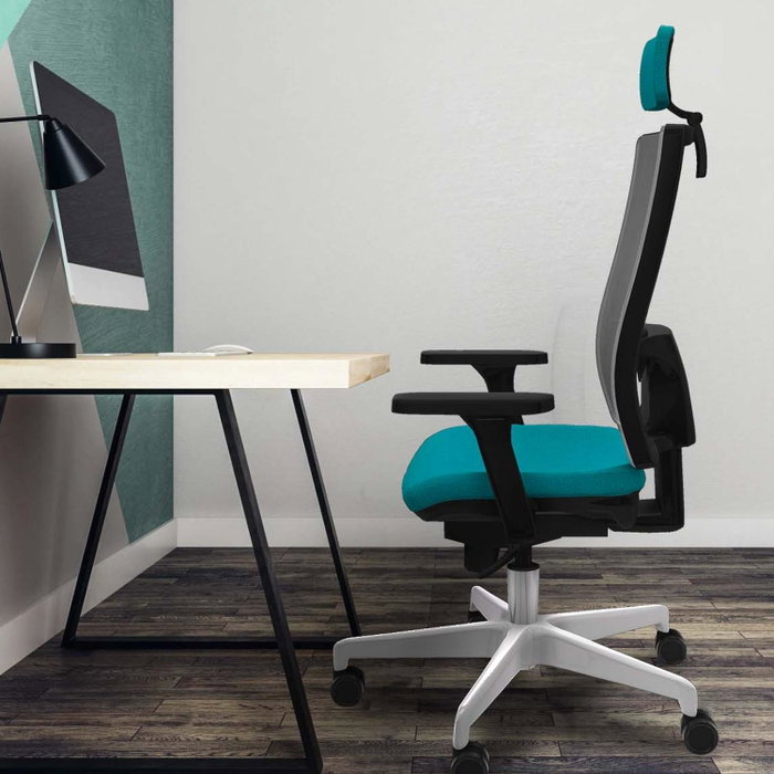 PIQUERAS Y CRESPO Silla de oficina Horna con mecanismo Sincro, Azul claro y Blanco PIQUERAS Y CRESPO Silla de oficina Horna con mecanismo Sincro, Azul claro y Blanco