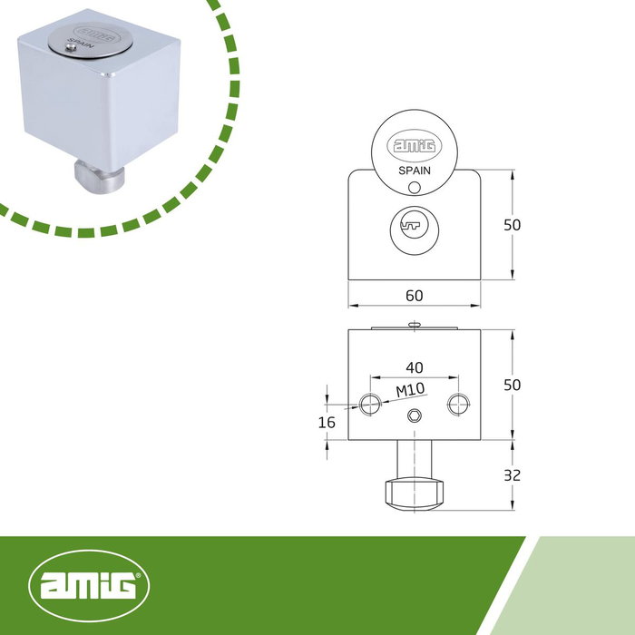 Amig Cerradura 670 A24542 para puertas enrollables, latón cromado, 60x50mm, 3 llaves Amig Cerradura 670 A24542 para puertas enrollables, latón cromado, 60x50mm, 3 llaves