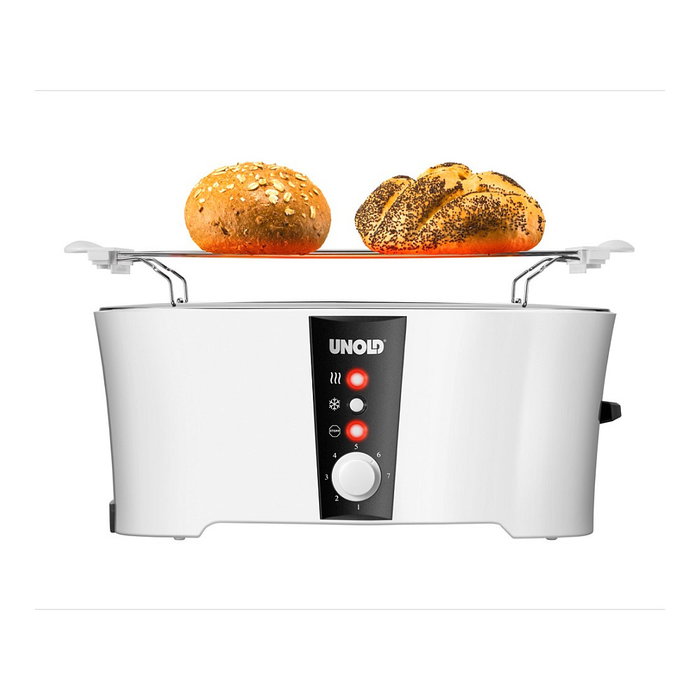 Unold Design Dual Tostadora de Ranura Larga para 4 Rebanadas, Blanco / Negro