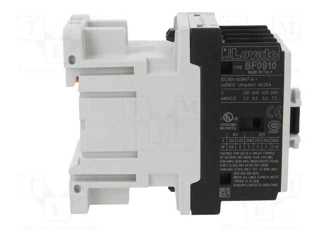 LOVATO ELECTRIC Contactor 3-polar 9A 24VDC BF