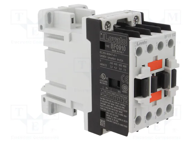 LOVATO ELECTRIC Contactor 3-polar 9A 24VDC BF