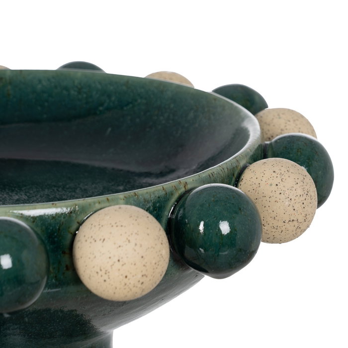 Centro Mesa Verde-Blanco Cerámica 33,30 X 33,30 X 23 cm