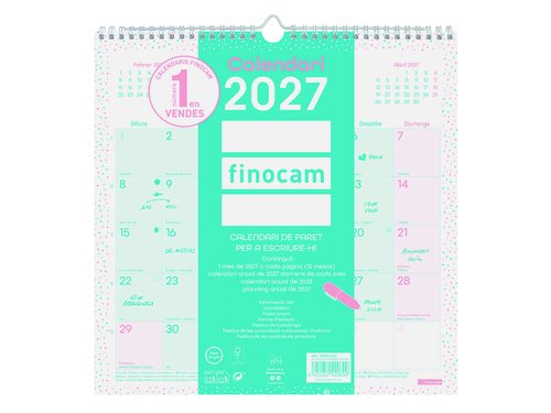 FINOCAM Calendario Chic 2027 de pared turquesa para escribir FINOCAM Calendario Chic 2027 de pared turquesa para escribir