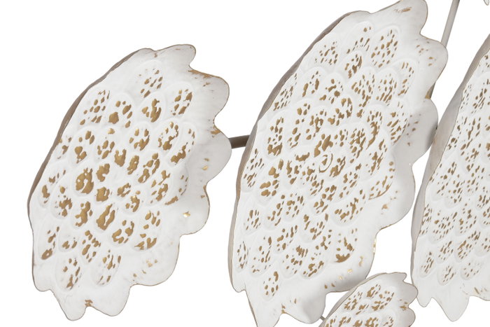 DKD Home Decor Decoración de Pared de Metal Flor Decapé Blanco y Dorado 137x56,5x11 cm DKD Home Decor Decoración de Pared de Metal Flor Decapé Blanco y Dorado 137x56,5x11 cm