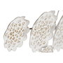 DKD Home Decor Decoración de Pared de Metal Flor Decapé Blanco y Dorado 137x56,5x11 cm
