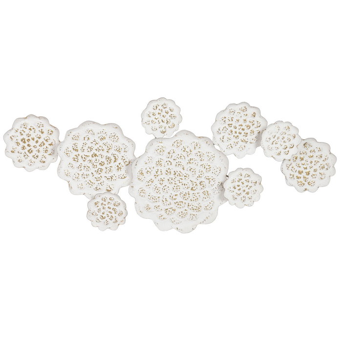DKD Home Decor Decoración de Pared de Metal Flor Decapé Blanco y Dorado 137x56,5x11 cm DKD Home Decor Decoración de Pared de Metal Flor Decapé Blanco y Dorado 137x56,5x11 cm