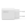 Digitus Cargador USB 20W 1x USB-C 1x USB-A con Carga Rápida Blanco Cargador de Pared Interruptor de Protección 100-240V