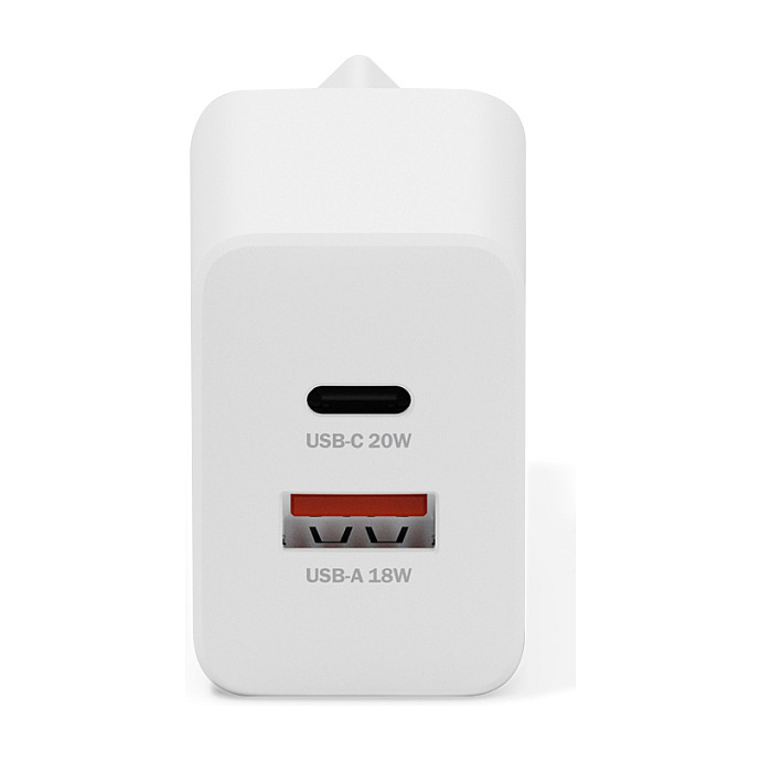 Digitus Cargador USB 20W 1x USB-C 1x USB-A con Carga Rápida Blanco Cargador de Pared Interruptor de Protección 100-240V