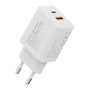 Digitus Cargador USB 20W 1x USB-C 1x USB-A con Carga Rápida Blanco Cargador de Pared Interruptor de Protección 100-240V