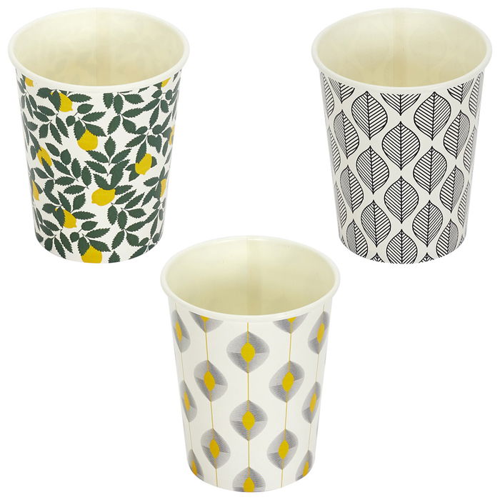 Party Time Juego De 6 Vasos Papel Colección Zeste Modelos Ácido, Limones y Hojas Party Time Juego De 6 Vasos Papel Colección Zeste Modelos Ácido, Limones y Hojas