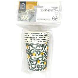 Party Time Juego De 6 Vasos Papel Colección Zeste Modelos Ácido, Limones y Hojas