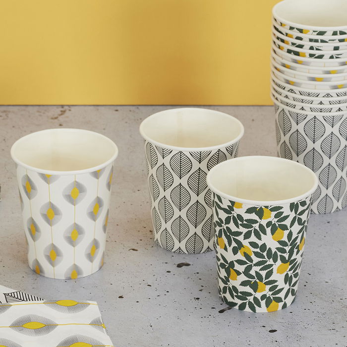 Party Time Juego De 6 Vasos Papel Colección Zeste Modelos Ácido, Limones y Hojas Party Time Juego De 6 Vasos Papel Colección Zeste Modelos Ácido, Limones y Hojas