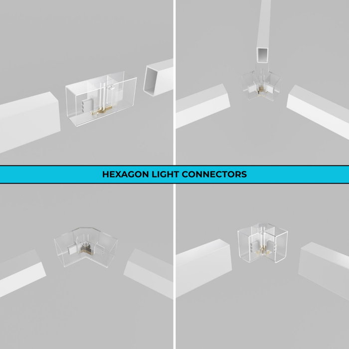 Lámpara LED hexagonal 6000K - 14 hexágonos 56cm + Rectángulo 500cm