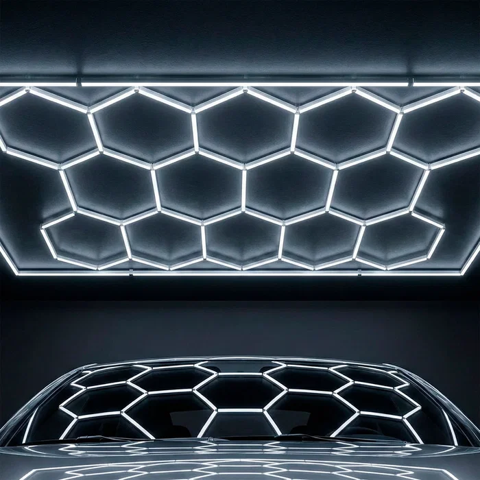 Lámpara LED Hexagonal 6000K 690W 76000 Lúmenes 14 Hexágonos 56cm + Rectángulo 500cm