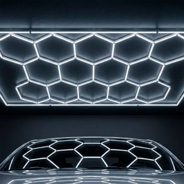 Lámpara LED hexagonal 6000K - 14 hexágonos 56cm + Rectángulo 500cm
