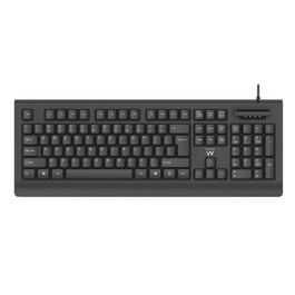 Ewent EW3286 Teclado USB con Lector DNI Negro, QWERTY Español, Interfaz USB, Cable 1.5m, Compatible Windows