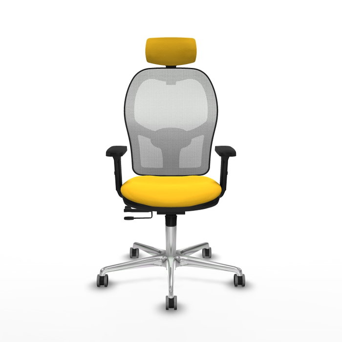 PIQUERAS Y CRESPO Silla de oficina Jorquera con mecanismo Sincro/Traslack, Similpiel Amarillo y Malla Blanco