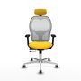PIQUERAS Y CRESPO Silla de oficina Jorquera con mecanismo Sincro/Traslack, Similpiel Amarillo y Malla Blanco