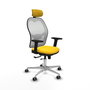 PIQUERAS Y CRESPO Silla de oficina Jorquera con mecanismo Sincro/Traslack, Similpiel Amarillo y Malla Blanco