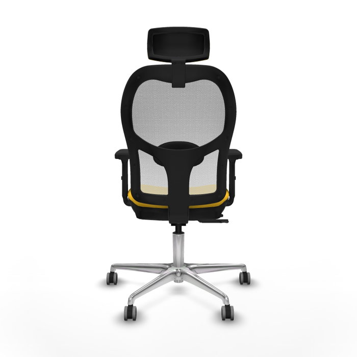 PIQUERAS Y CRESPO Silla de oficina Jorquera con mecanismo Sincro/Traslack, Similpiel Amarillo y Malla Blanco