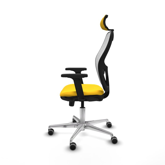 PIQUERAS Y CRESPO Silla de oficina Jorquera con mecanismo Sincro/Traslack, Similpiel Amarillo y Malla Blanco