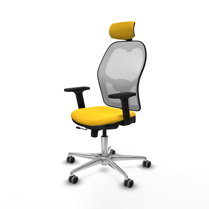 PIQUERAS Y CRESPO Silla de oficina Jorquera con mecanismo Sincro/Traslack, Similpiel Amarillo y Malla Blanco