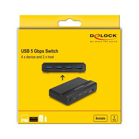 DeLOCK Conmutador USB 5 Gbps Switch 4 x Dispositivo y 2 x Host, 5 Gbit/s, Negro, 54 x 92 x 19 mm DeLOCK Conmutador USB 5 Gbps Switch 4 x Dispositivo y 2 x Host, 5 Gbit/s, Negro, 54 x 92 x 19 mm