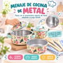 Jugatoys Menaje de cocina de metal con flores y accesorios
