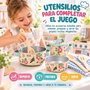 Jugatoys Menaje de cocina de metal con flores y accesorios