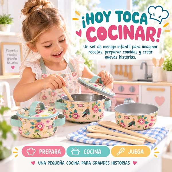Jugatoys Menaje de cocina de metal con flores y accesorios Jugatoys Menaje de cocina de metal con flores y accesorios