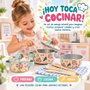 Jugatoys Menaje de cocina de metal con flores y accesorios