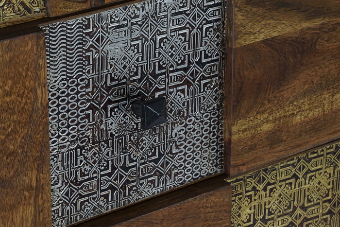 Cajonera Moderno DKD Home Decor Marron Plateado 47x101x87 cm