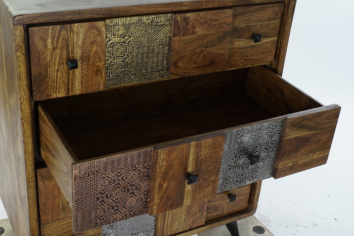 Cajonera Moderno DKD Home Decor Marron Plateado 47x101x87 cm