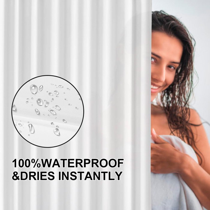 Exma Cortina de Baño Basic Blanca 180 x 180 cm Impermeable Anti-moho Apta Lavadora