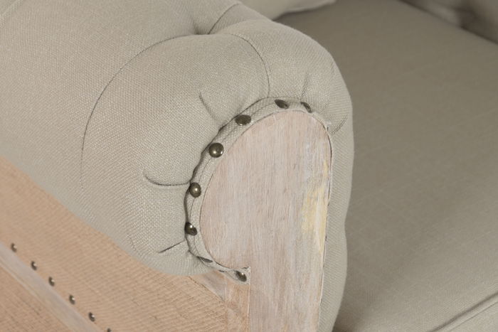 DKD Home Decor Sillón Toscana Mango y Poliéster Verde Claro Marrón Claro 90 x 79 x 101 cm