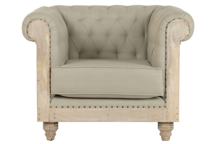 DKD Home Decor Sillón Toscana Mango y Poliéster Verde Claro Marrón Claro 90 x 79 x 101 cm