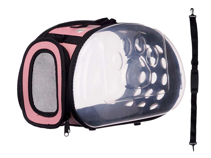 Mascow Transportin Transparente Rosa Pequeño 37x22x7.5cm (Set de 6)