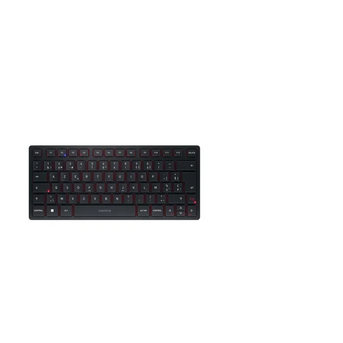 Cherry KW 9200 MINI Teclado Inalámbrico y Alámbrico USB+RF+Bluetooth 5.0 - 75% Compacto - Recargable via USB-C - Teclas SX Scissor Switch - Diseño AZERTY Belga - Negro