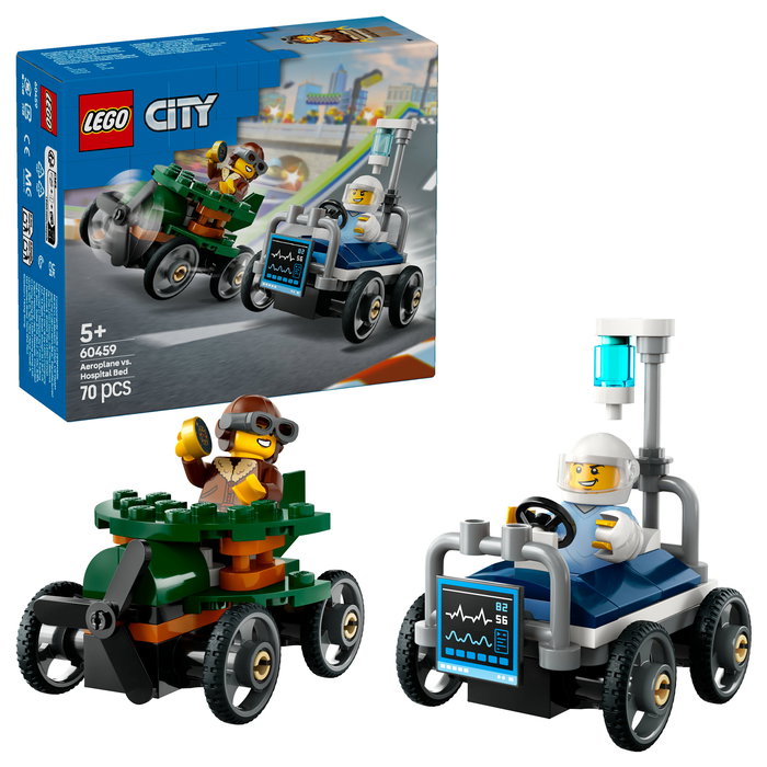 LEGO 60459 City Avi3n vs. Cama de Hospital, Juego de Construcci3n, 70 Piezas, 5+ Anos