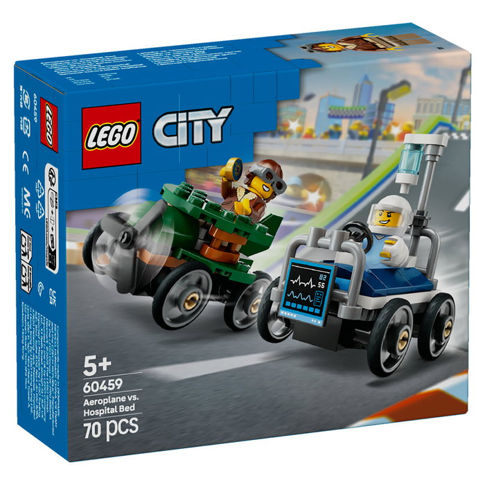 LEGO 60459 City Avi3n vs. Cama de Hospital, Juego de Construcci3n, 70 Piezas, 5+ Anos