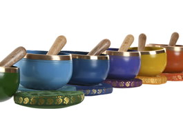 DKD Home Decor Cuenco Tibetano Indio Multicolor Laton Poliester 10 x 7.5 x 10 cm (7 Unidades)