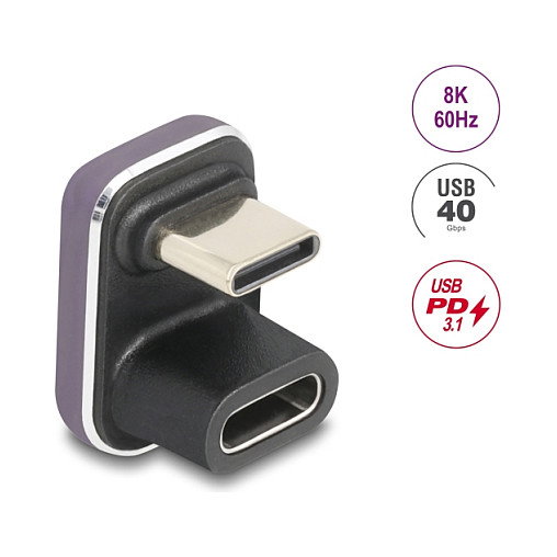 DeLOCK Adaptador USB-C™ 180° 40 Gbps PD 3.1 240 W Violeta DeLOCK Adaptador USB-C™ 180° 40 Gbps PD 3.1 240 W Violeta