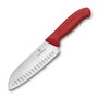 Victorinox Swiss Classic Cuchillo Santoku 17cm Rojo/Plata de acero inoxidable con borde Granton, Versátil para la cocina. *Nota: El título incluye detalles del modelo y variantes de color para su identificación. *