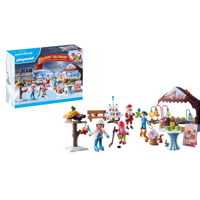 Playmobil 71472 Calendario de Adviento Viaje al Mercado Navideño PLAYMOBIL, Juguete para niños +4 años, 24 puertas