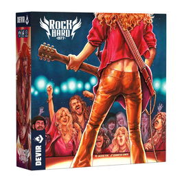 Devir Rock Hard: 1977 Juego de Mesa Familiar de Estrategia y Temática Musical de los Años 70 con Músico, Banda, Fama, Cartas, Dado y Tablero para 2-4 Jugadores