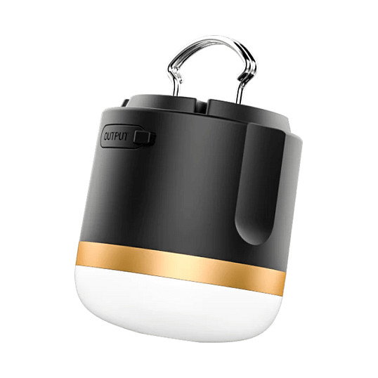 EcoFlow SCLI-B Linterna de Camping Recargable USB-C, 400 lm, IP54, Batería 3600 mAh, Negro/Oro/Blanco, ABS/TPR, con 2 Patas