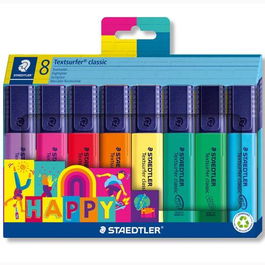 Staedtler Marcador Fluorescente Textsurfer Classic Happy Line 364 C-9 Punta Biselada 1-5 mm Colores Surtidos Blíster 8 Ud